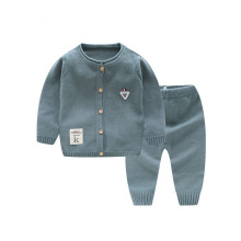 Casual style blank knitted pattern design boy set clothing kids winter sweater cardigan and pants baby clothing gift set